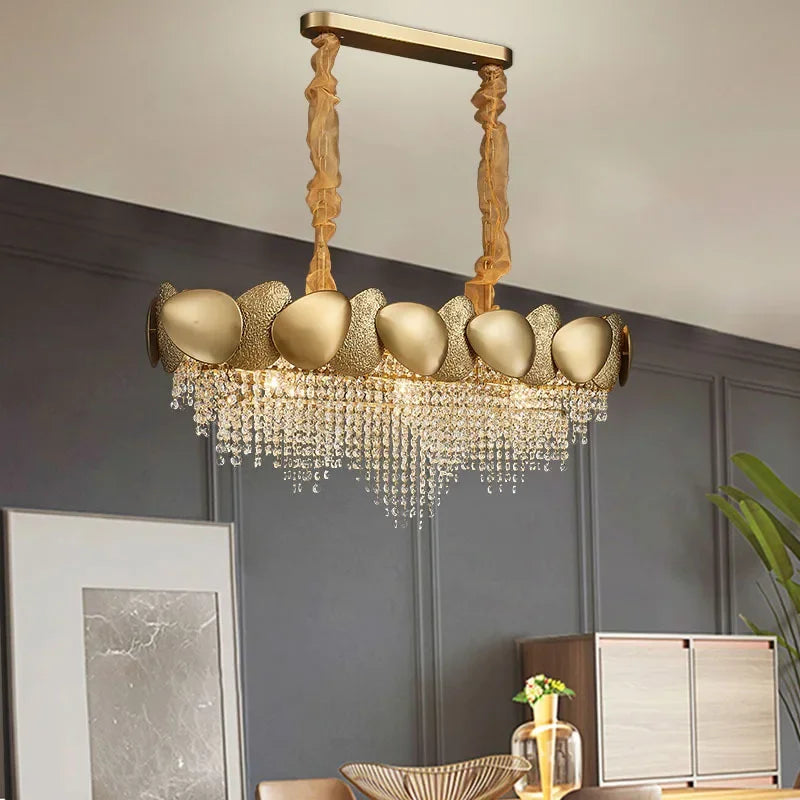 lustre moderne en cristal avec pampilles et led - vue 2 sur 16