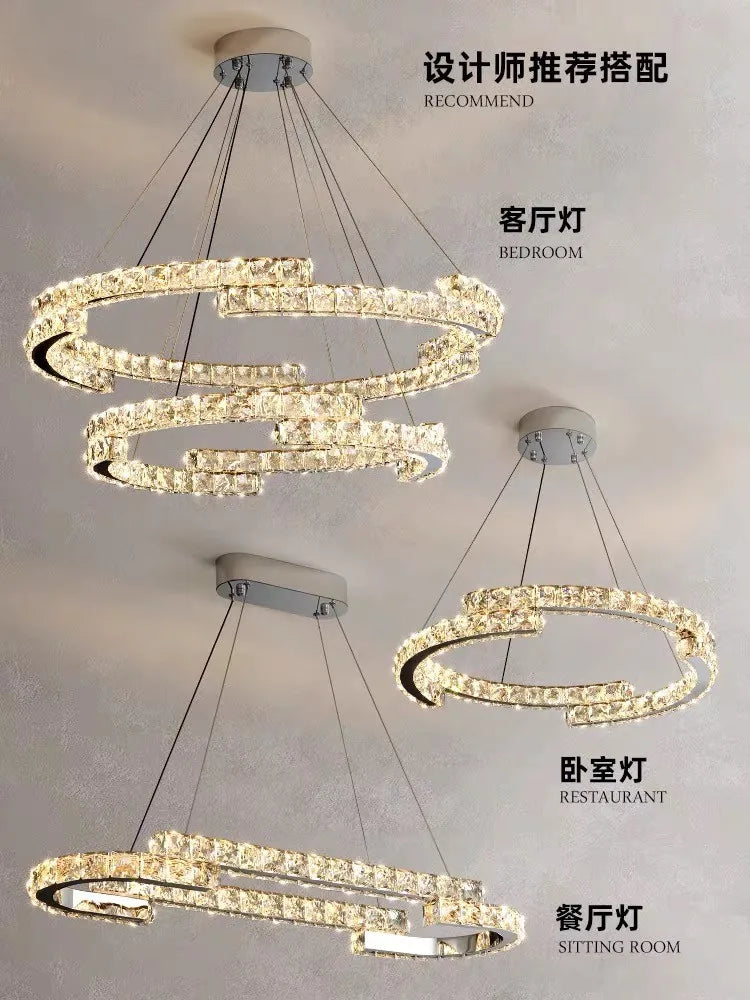 Modern Luxury K9 Crystal Led Chandelier In Dining Room, Nordic Living Room, Kitchen Lights, Bar, Bedroom Lighting Chandelier - vue 4 sur 13