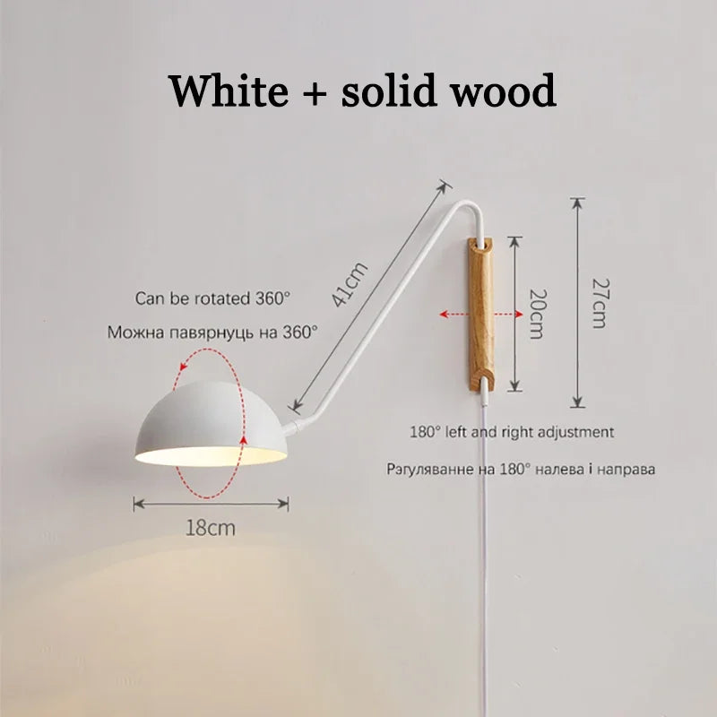 applique murale minimaliste scandinave bras oscillant en fer décoratif