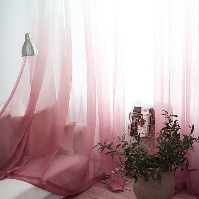 Voilage tulle dégradé moderne léger pour salon chambre - vue 8 sur 10