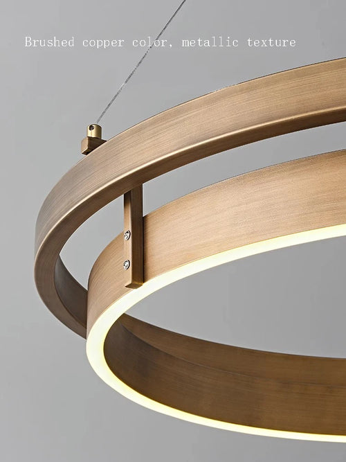lustre nordique en bronze brossé avec suspension led - vue 4 sur 9
