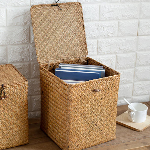 panier de pique-nique vintage en osier tissé à la main avec couvercle - vue 2 sur 7
