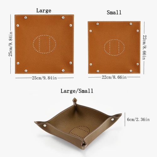 plateau de rangement en cuir pliable pour divers objets - vue 4 sur 10