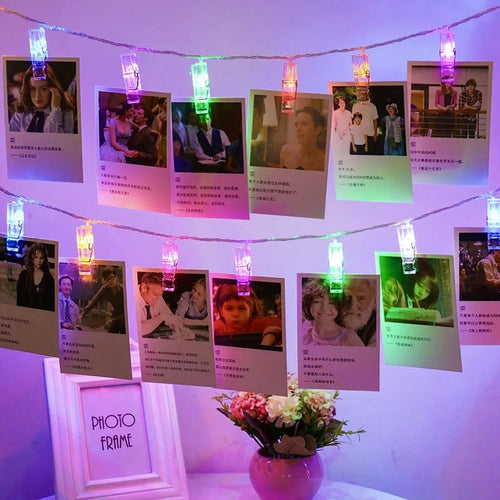 guirlande lumineuse led avec support photo pour décoration festive - vue 3 sur 8