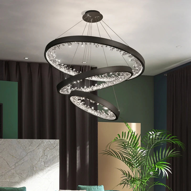 lustre moderne en cristal avec éclairage led pour villa - vue 1 sur 26