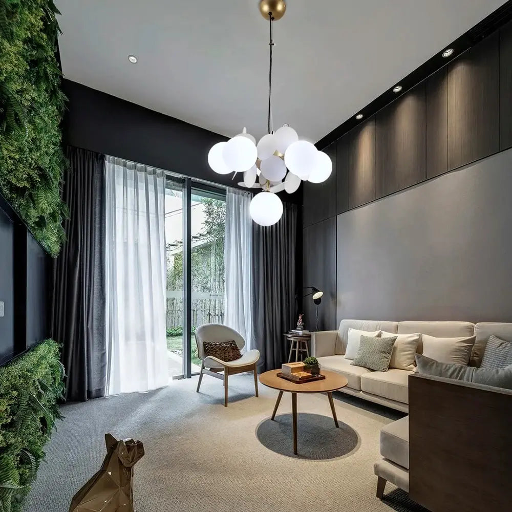 lustre design moderne en verre led style nordique pour intérieur - vue 5 sur 30