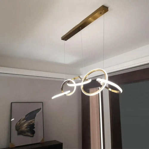 suspension moderne en acier inoxydable doré pour décoration artistique - vue 5 sur 11