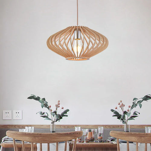 suspension luminaire rétro en bois pour îlot cuisine - vue 6 sur 9