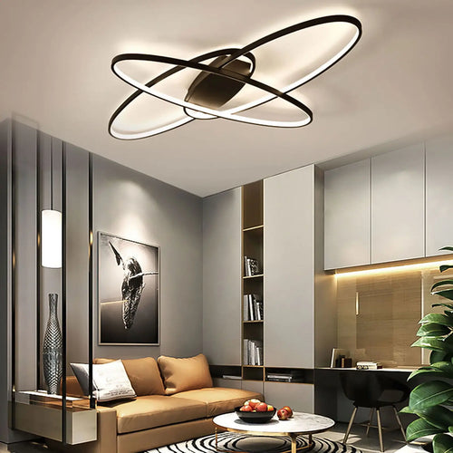 plafonnier led décalé 3 ellipses télécommande - vue 4 sur 8