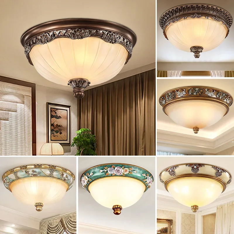 lampes de plafond led rondes design rétro en résine européenne - vue 1 sur 15