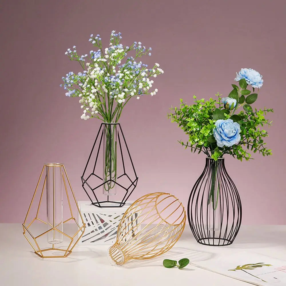 vase en fer rétro avec verre décoration nordique moderne - vue 6 sur 16