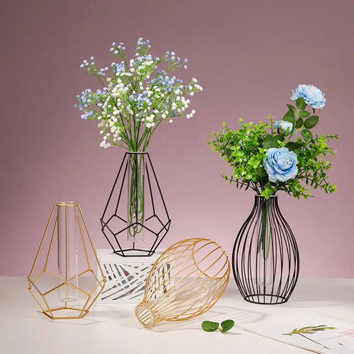 vase en fer rétro avec verre décoration nordique moderne - vue 7 sur 16
