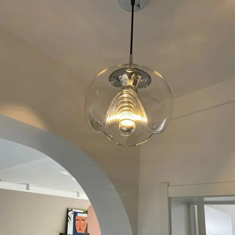 plafonnier bauhaus en verre avec ondulation led moderne - vue 4 sur 12