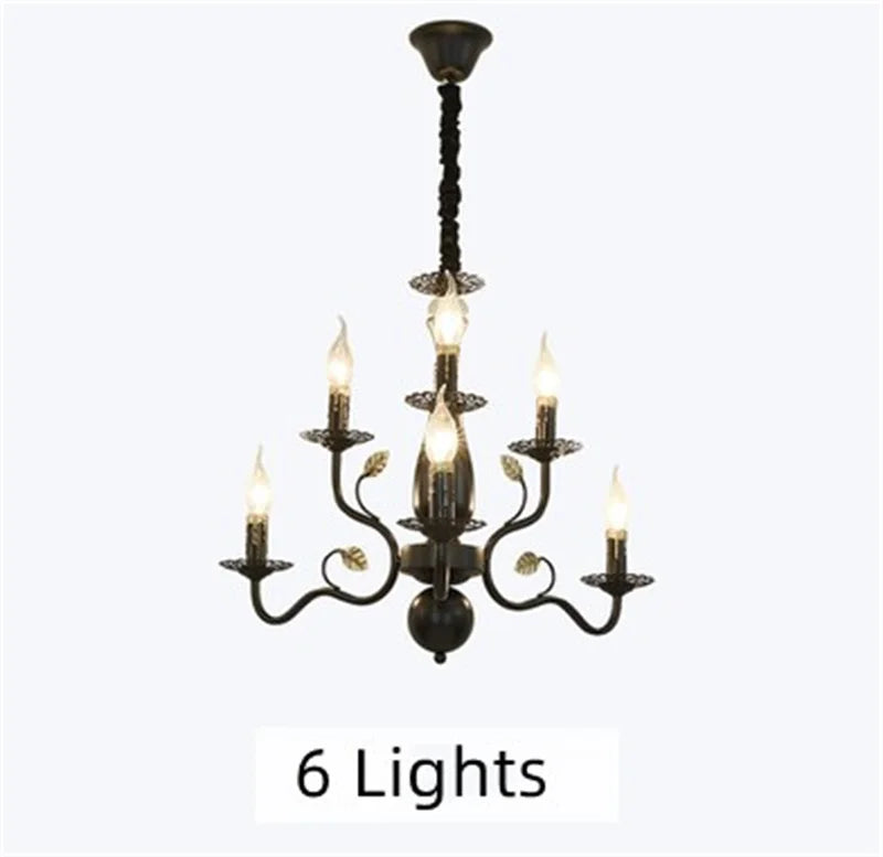 lustre rétro en fer forgé style campagnard américain classique - vue 12 sur 12