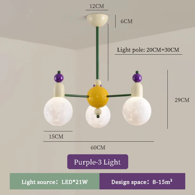 lustre moderne pour chambre d'enfants design nordique lumineux et coloré - vue 9 sur 12