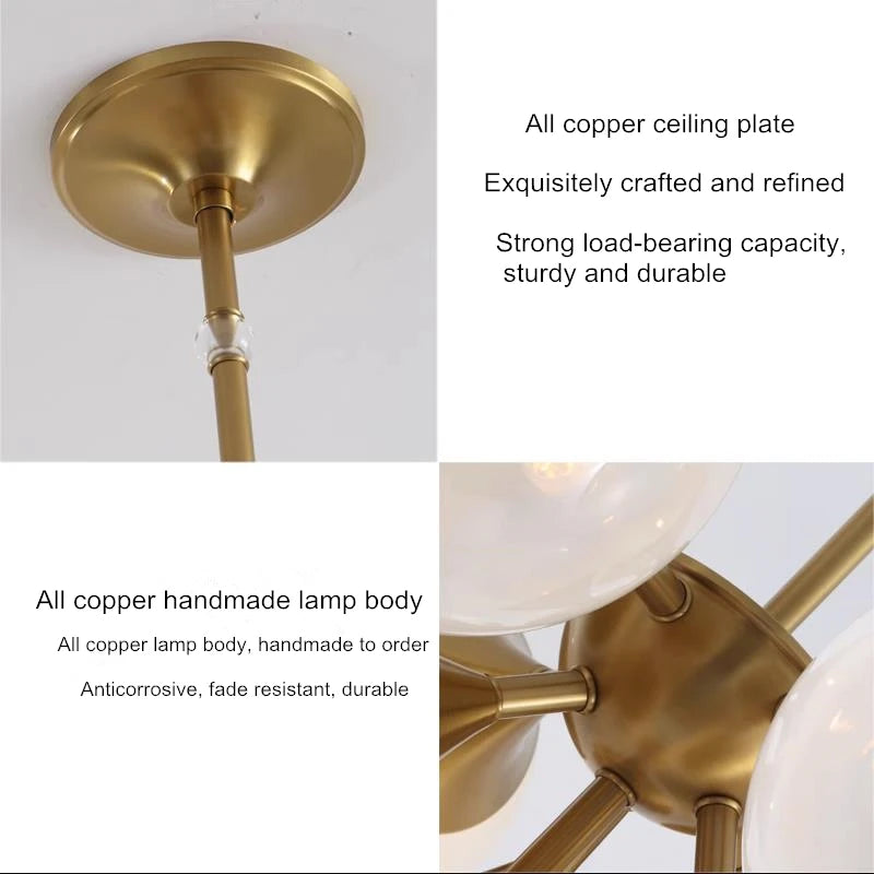 lustre en cuivre design moderne pour un intérieur élégant - vue 4 sur 9
