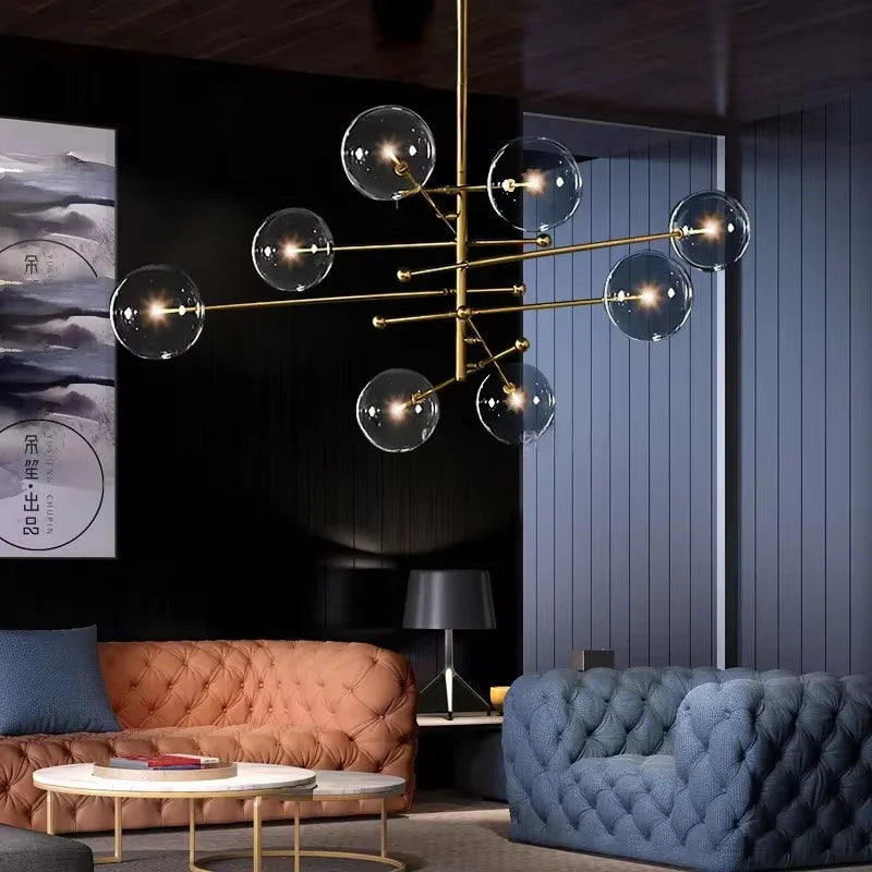 lustre à led en verre pour intérieur moderne décoratif - vue 1 sur 8
