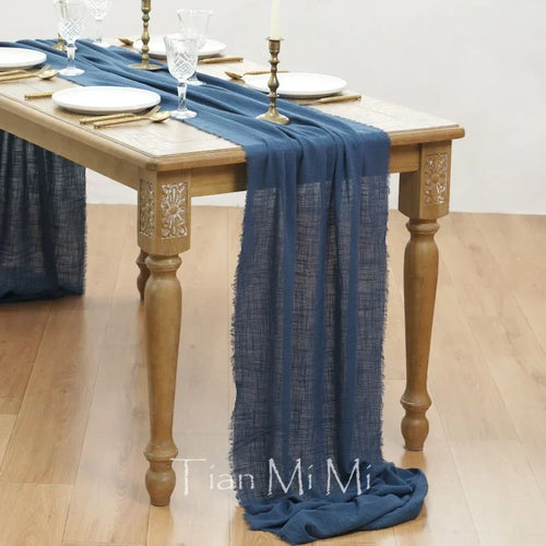 Chemin de table coton gaze rétro bohème mariage décoration