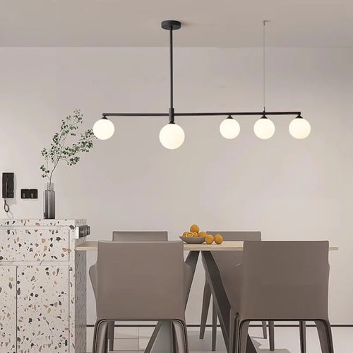 Pastoral Dining Table Pendant Lamps Long Hanging Light for Living Room Kitchen Restaurant Chandelier Fixtures Milky White Glass - vue 3 sur 12