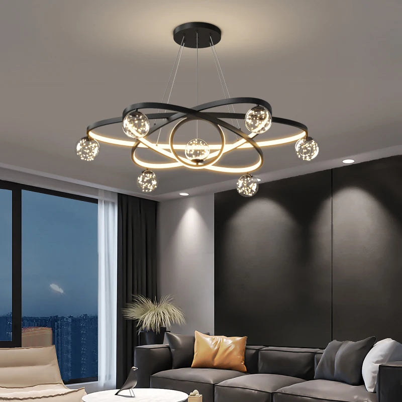 lustre moderne nordique design éclairage intérieur élégant - vue 4 sur 14