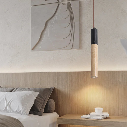 suspension vintage en pierre naturelle avec abat-jour cloche - vue 3 sur 6