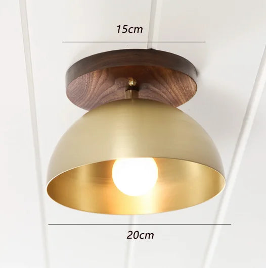 plafonnier en laiton nordique en bois massif design moderne pour décoration - vue 5 sur 8