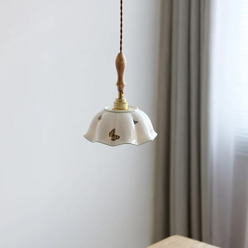 Suspension design led papillon céramique et bois - vue 6 sur 30