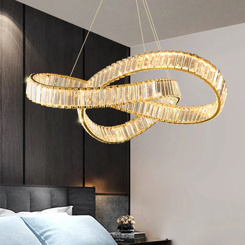 lustre suspendu en cristal spirale minimaliste moderne à led - vue 4 sur 9
