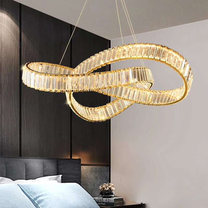 lustre suspendu en cristal spirale minimaliste moderne à led - vue 3 sur 9