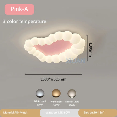 Nordic Cloud Ceiling Lamps Bedroom Ceiling Light Pink White Bubble Design Children's Room Chandelier Lights for Princess Room - vue 12 sur 12