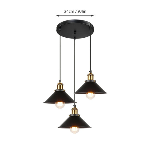 lustre industriel rétro à trois têtes suspendues pour maison - vue 12 sur 16