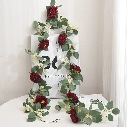 soie simulation rose fausse fleur vignes décoratives artificielles - vue 10 sur 11