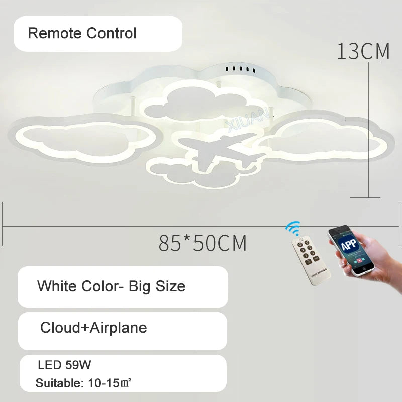 lustre led moderne en forme de lune étoile nuage pour enfants - vue 23 sur 25