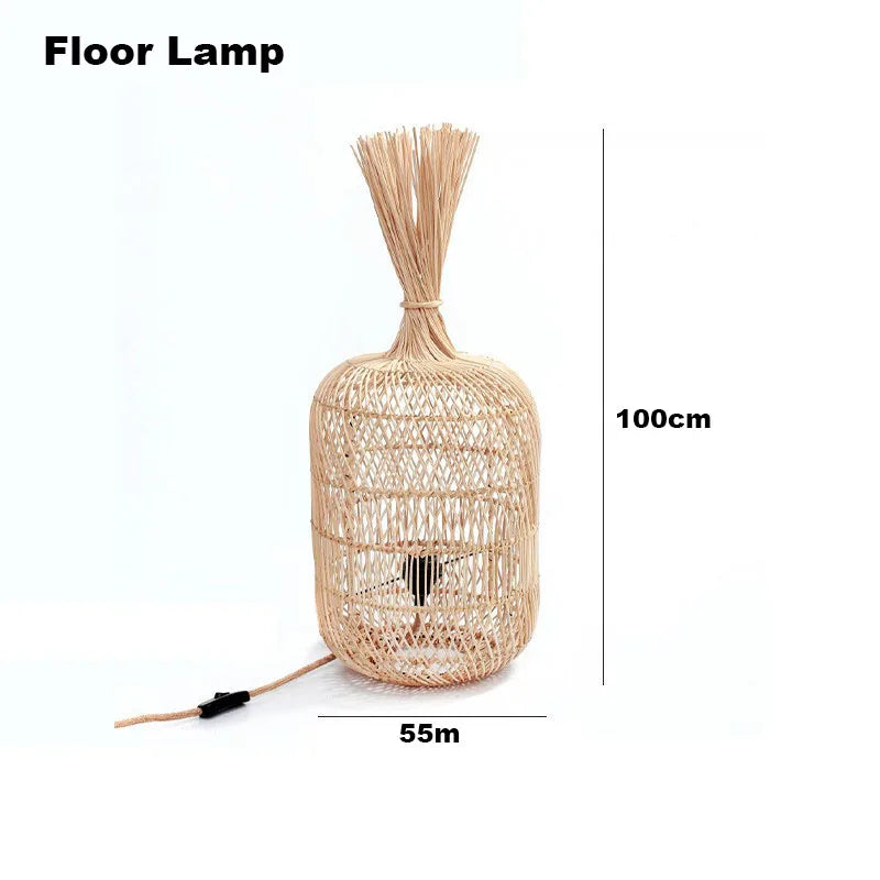 Lampadaire en rotin style Vintage nostalgique Simple - vue 11 sur 16