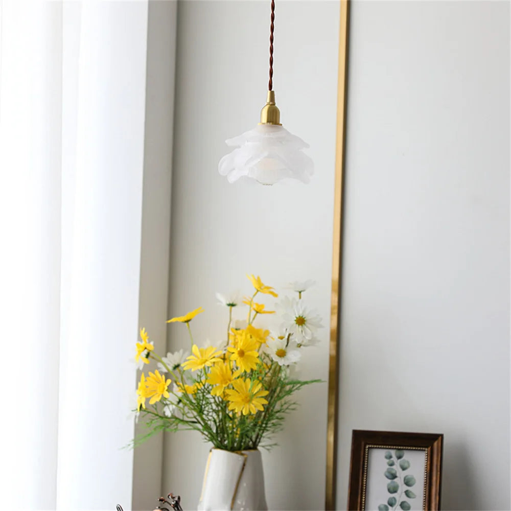 suspension vintage nordique en verre et laiton pour éclairage domestique - vue 5 sur 8
