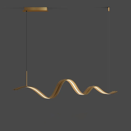 lustre led en cuivre moderne avec design à vagues - vue 2 sur 8