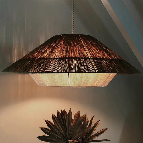 lustre en corde de chanvre éclairage suspendu en rotin décoratif - vue 3 sur 11