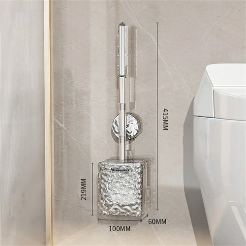 brosse de toilette à ventouse motif glacier avec long manche et fixation murale - vue 9 sur 8