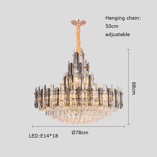 lustre suspendu en cristal à intensité variable design moderne - vue 8 sur 11