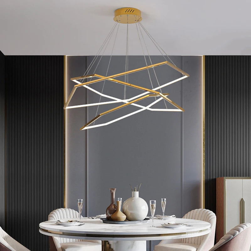 Moderne luxe or LED suspension lumières salon salle à manger éclairage décor Lustre Lustre intérieur chambre suspendus luminaires - vue 3 sur 21
