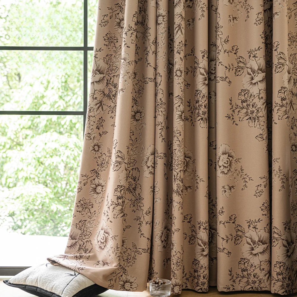 Rideau occultant motif floral moderne pour salon chambre - vue 1 sur 6