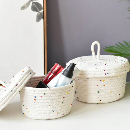 panier en coton tissé à la main pour rangement décoratif - vue 4 sur 15