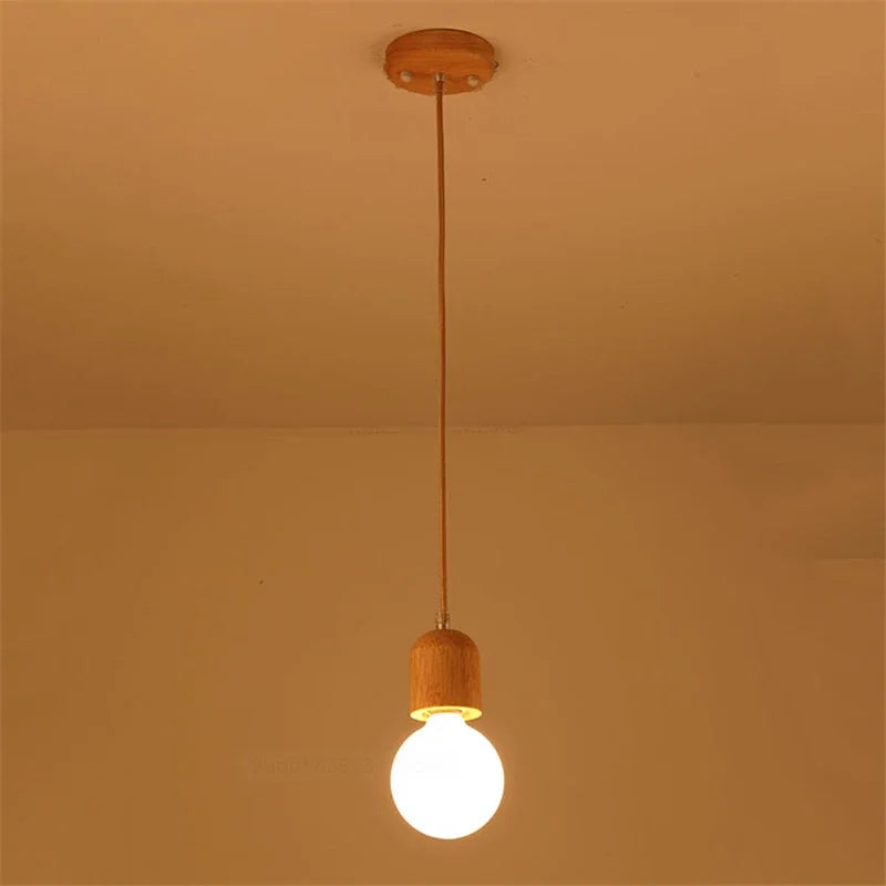 suspension vintage en bois de chêne design moderne - vue 13 sur 15