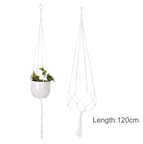 paniers suspendus en macramé pour plantes décoratives à accrocher - vue 13 sur 19