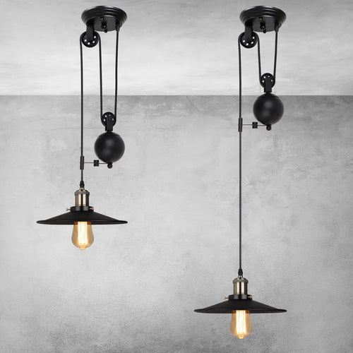 Suspension Poulie en fer rétro Vintage Loft Antique réglable - vue 4 sur 6