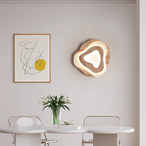 lustre led moderne en bois pour chalet loft intelligent - vue 5 sur 12