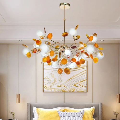 lustre led nordique bulle lumière luciole agate naturel romantique - vue 3 sur 10