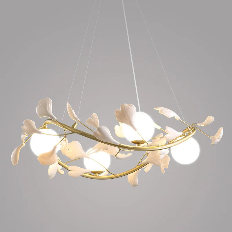 lustre led moderne en forme de pétale de ginkgo lumineux et élégant - vue 4 sur 9