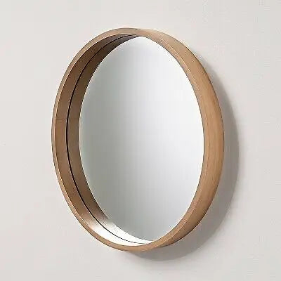 miroir mural rond moderne en magnolia rustique naturel - vue 2 sur 4