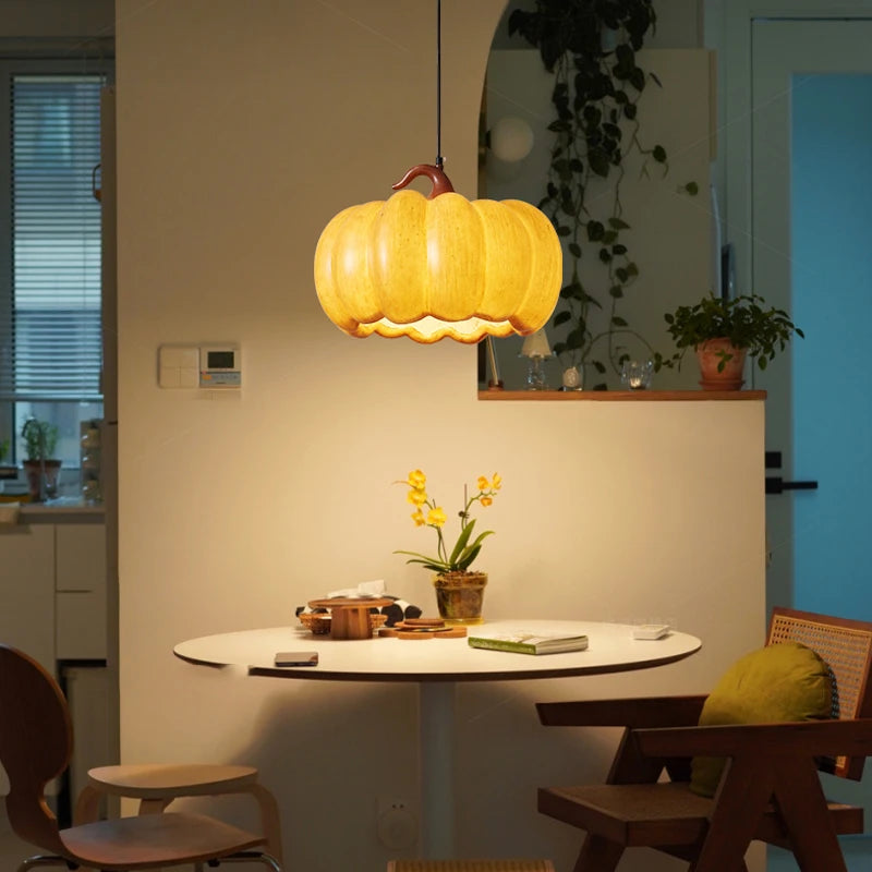 lustre japonais rétro wabi sabi led citrouille pour restaurant - vue 5 sur 10